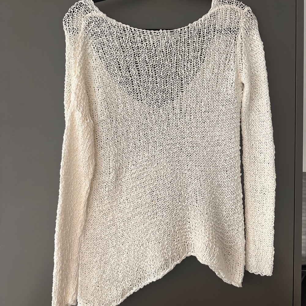 Talula white Sweater Loose Knit Top Cover Up Coachella Stagecoach Festival Style - Picture 3 of 4